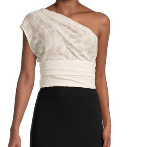 IRO Rinie One-Shoulder Embroidery Crop Top